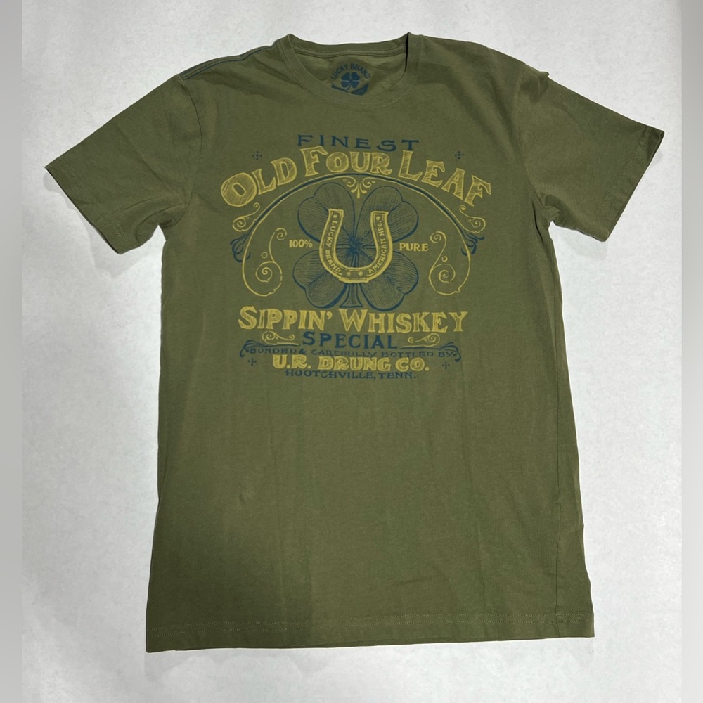 Lucky Brand old four leaf whiskey Tshirt size Small - Picture 1 of 4